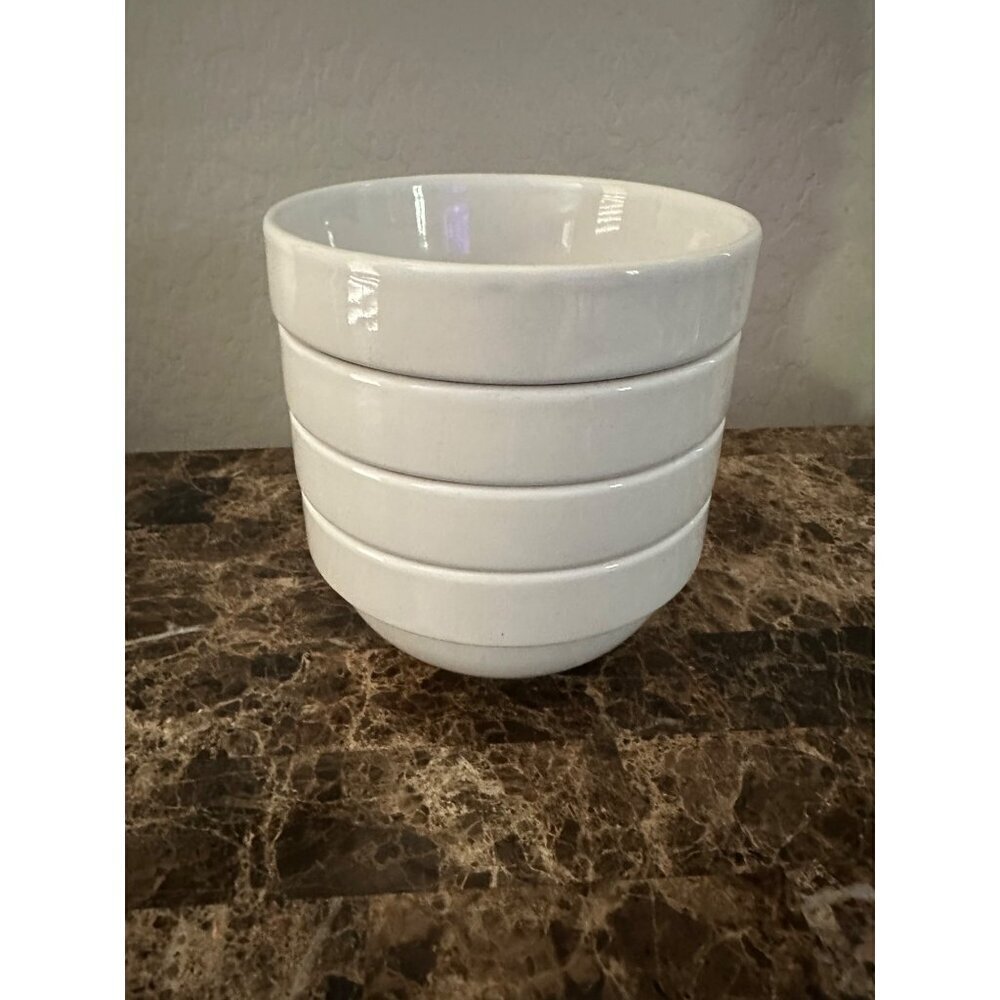 STAX Living Dinner Stoneware 6" Bone White Bowls set